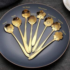 🎁 NEW 16 Piece Gift Set Stainless Steel Flower Spoon